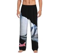 MBCbjg Pantalon de pyjama pour homme, imprimé pigeon, pantalon de nuit doux avec poches, pyjama léger pour un sommeil et une détente confortables, Noir , 3XL