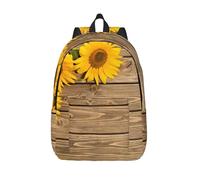 MBCbjg Sac à dos pour ordinateur portable avec trois tournesols sur toile en bois - Sac à dos d'école, de voyage, de travail, sac à dos d'étudiant - Sac à dos léger et décontracté pour le camping et
