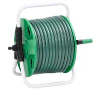 MBDRKVGF Enrouleur de tuyau autonome avec kit de tuyau en PVC de 20 m, vert | Avec 4 pièces. Accessoires d'irrigation, construction robuste en acier galvanisé