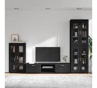 MBDRKVGF Florin Ensemble de meubles TV 3 pièces, noir, meuble de salon avec buffet, buffet haut et tiroirs, ensemble de meubles de rangement pour salon