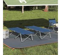 MBDRKVGF Lot de 2 lits de camping pliants pour extérieur - 194 x 62,5 x 42,5 cm - Lit d'appoint pliable - Lit de voyage - Cadre en acier - Bleu