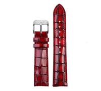 MBello Bracelet de montre en cuir véritable pour hommes, Bracelet à Texture Crocodile, Red, 18mm