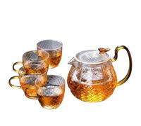 MBETA Service à thé en verre borosilicate résistant à la chaleur pour la maison, théière, coffret cadeau avec 4 tasses, théière en verre borosilicate, 450 ml