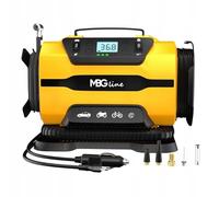 MBG line® Compresseur voiture dual-power 12V/230V | Gonfleur pneu voiture digital Auto-Stop | Pompe à air voiture & mini compresseur avec lumière LED | Adaptateur Presta inclus