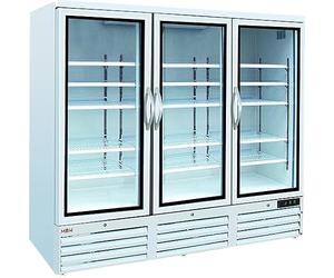 MBH - Armoire réfrigérée industrielle à trois portes vitrées pour la restauration. Réfrigérateur d'exposition à trois portes pour les supermarchés et les restaurants.