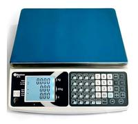 MBH Balance commerciale professionnelle jusqu'à 30 kg avec batterie 130 h et double écran LCD pour fruits, boucherie et charcuterie 330 x 345 x 117 mm