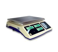 MBH Balance professionnelle avec tare, totaux et plateau en inox pour hôtellerie, commerce et fruits jusqu'à 15 kg avec batterie rechargeable et écran LCD 288 x 330 x 105 mm