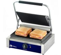 MBH - Barbecue électrique professionnel WORLDMAI 44 x 41 cm avec plaques nervurées pour le Horeca. Presse Panini pour Bar et Restaurant.