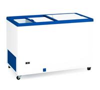 MBH - Congélateur bahut 387 L Professionnel à porte pleine, thermostat réglable, serrure et roulettes pour Restauration (1283 x 670 x 895 mm)