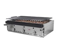 MBH - Gril à pierre de lave professionnel à gaz 90 cm Gril pierre lavique avec grille pavonée, idéal pour bar, restaurant.
