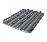 MBH - Lot de 5 plaques professionnelles WORLDMAI rainurées en aluminium perforé 60 x 40 cm pour four à pain. Plaques rainurées perforées pour boulangerie, pâtisserie et hôtellerie.