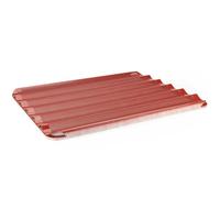 MBH Lot de 5 plateaux cannelés perforés 60 x 40 cm avec revêtement en silicone rouge pour boulangerie, plateaux en aluminium avec cadre en acier pour four professionnel