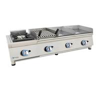 MBH - LUX WORLDMAI Cuisinière à gaz modulaire avec plaque de cuisson, 2 grils et barbecue basque. Cuisinière industrielle de comptoir en acier inoxydable pour bars, restaurants et traiteurs.