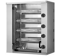 MBH Mini rôtissoire à poulet industrielle à gaz 2,3,4 épées pour hôtellerie. Four grill professionnel de petite taille pour 6, 9,12 poulets, fabriqué en Espagne (4 épées)