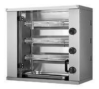 MBH Mini rôtissoire à poulet industrielle à gaz 2,3,4 épées pour hôtellerie. Four grill professionnel de petite taille pour 6, 9,12 poulets, fabriqué en Espagne (3 épées)