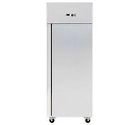 MBH - Réfrigérateur professionnel en acier inoxydable GN2/1 et 610 litres pour l'hôtellerie. Frigo vertical INOX de cuisine industrielle pour bar et restaurant.