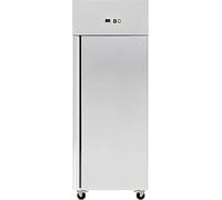MBH - Réfrigérateur vertical professionnel INOX GN 2/1 de 610 L avec roulettes pour CHR. Armoire réfrigérée professionnelle ECO en acier inoxydable pour cuisine de bar, restaurant et collectivité.