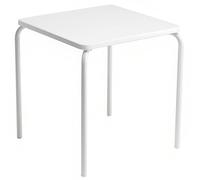 MBH - Table Carrée en Acier Blanc Empilable 70x70x72 cm avec Plateau en Résine pour la Restauration, Intérieur et Extérieur, Idéale pour Bar, Restaurant et Café