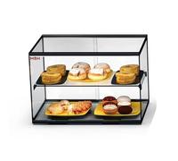 MBH - Vitrine à poser professionnelle neutre 119 cm 1 étagère pour pâtisseries et viennoiseries. Présentoir vitrée sur comptoir avec LED restauration.