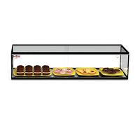 MBH - Vitrine à Poser Professionnelle Neutre 92 cm 2 étagères pour pâtisseries et viennoiseries. Présentoir vitrée sur comptoir sans LED Restauration.