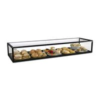 MBH - Vitrine Neutre de comptoir 120x33 cm, vitrage Droit trempé, 1 Niveau, avec éclairage LED, Portes arrière coulissantes, pour Bar, café, Restaurant, viennoiseries et pâtisserie.