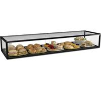 MBH - Vitrine neutre de comptoir 120x33 cm, vitrage droit trempé, 1 niveau, sans éclairage LED, portes arrière coulissantes, pour bar, café, restaurant, viennoiseries et pâtisserie.
