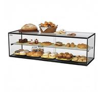 MBH - Vitrine Neutre de comptoir 120x39 cm, vitrage Droit trempé, 2 Niveaux, avec éclairage LED, Portes arrière coulissantes, pour Bar, café, Restaurant, viennoiseries et pâtisserie.