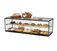MBH - Vitrine Neutre de comptoir 120x39 cm, vitrage Droit trempé, 2 Niveaux, sans éclairage LED, Portes arrière coulissantes, pour Bar, café, Restaurant, viennoiseries et pâtisserie.