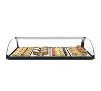 MBH - Vitrine neutre de comptoir 84 cm, vitrage courbe trempé, 1 niveau, avec éclairage LED, avec portes arrière coulissantes, pour bar, café, restaurant, viennoiseries et pâtisserie.