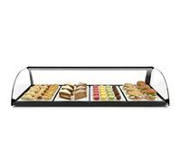 MBH - Vitrine neutre de comptoir 84 cm, vitrage courbe trempé, 1 niveau, sans éclairage LED, avec portes arrière coulissantes, pour bar, café, restaurant, viennoiseries et pâtisserie.