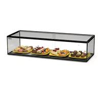 MBH - Vitrine neutre de comptoir 92x33 cm, vitrage droit trempé, 1 niveau, sans éclairage LED, portes arrière coulissantes, pour bar, café, restaurant, viennoiseries et pâtisserie.