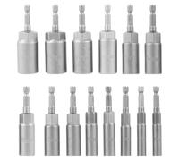 MBH984 Ensemble de 14 adaptateurs douilles profondes 6 à 19 mm, embouts tournevis tige hexagonale, jeu forets for écrous, hexagonales magnétiques MBH984