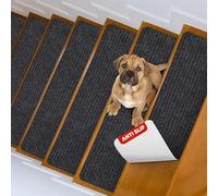 MBIGM Lot de 15 Marchettes d'escalier, 20 x 76 cm Tapis De sécurité Antidérapant Tapis d'intérieur Antidérapant pour Enfants, Aînés et Animaux De Compagnie avec Adhésif Réutilisable, Noir