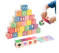 Mbiyhgta Blocs De Lettres en Bois - Jouets Puzzle d'apprentissage des Chiffres,Blocs Empilables Association Animaux,pour en Bas Âge Maternelle Maison Crèche Salle De Jeux Anniversaire