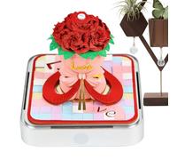 Mbiyhgta Calendrier 3D Time Piece 2026 - Motif roses - Papier artistique - Sculpture - Bloc mémo gravé - Avec éclairage LED et boîtier en acrylique - Pour planification, journal d'habitudes