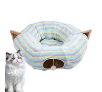 Mbiyhgta Grand lit pliable en forme de chat avec lit et jouet lavable, tube de pour chats avec rayures colorées pour chats, anniversaires, Noël, fêtes, petits animaux