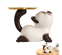 Mbiyhgta Resin Cat Figurine Dish - Decorative Candy Tray with Key Holder Feature, Functional Storage Bowl | For Tabletop, Entryway, Cabinet, Shelf, Living Room, Bedroom, Home Organization and Display