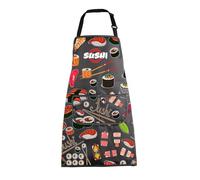 MBMSO Tablier à sushi avec poches - Cadeau de chef de sushi - Joli tablier imprimé de sushi pour les amateurs de sushis - Cadeau amusant - Tablier de fabrication de sushis, Tablier à sushi - B, défaut