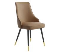 MBNKMEBU Chaises de salle à manger modernes rembourrées avec dossier haut, chaise d'appoint de salon en similicuir du milieu du siècle avec pieds en métal (marron clair)