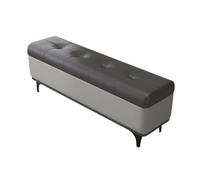 MBNKMEBU Leather Ottoman Bench Padded Shoe Seat Footrest Storage with Metal Legs,Multifunctional Organizer Stylish Bed Bench for Living Room & Entryway for Home Décor(Gray-1,60cm)