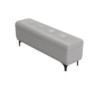 MBNKMEBU Leather Ottoman Bench Padded Shoe Seat Footrest Storage with Metal Legs,Multifunctional Organizer Stylish Bed Bench for Living Room & Entryway for Home Décor(Gray-2,100cm)