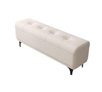 MBNKMEBU Leather Ottoman Bench Padded Shoe Seat Footrest Storage with Metal Legs,Multifunctional Organizer Stylish Bed Bench for Living Room & Entryway for Home Décor(Bianco,60cm)