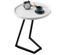 MBNKMEBU Petite Table Basse Ronde en Forme de C, Table d'appoint avec Plateau Effet marbre, Structure en métal, Table de Chevet idéale for Un Coin de Salon ou Un Petit Espace.(Bianco,Nero)
