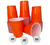 MBP My Beer Pong Lot de 50 gobelets orange + 3 balles, 473 ml, adaptés à un usage alimentaire et robuste, réutilisables et passent au lave-vaisselle