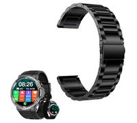 MBROS Compatible pour niizero Montre Connectée W50 Metal Acier Classique Bracelet De Remplacement Compatible pour Blackview Smartwatch Orologio Uomo 1.39" W50 (Noir)