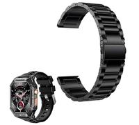MBROS Compatible pour OUKITEL BT80 Metal Acier Classique Bracelet De Remplacement Compatible pour OUKITEL Montre Connectée Homme 2,13" BT80 (Noir)
