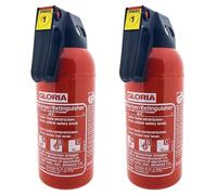 MBS FIRE Gloria P2GM Lot de 2 extincteurs à poudre pour voiture Classe de feu ABC avec support et plaque 2 kg