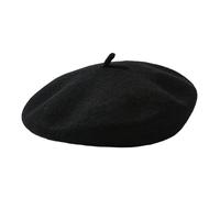 MBSIVSA Beret Noir, Bérets Français Élégants, Bonnet Vintage Chaud d'artiste, Béret Noir Doux et Élégant pour Femmes et Hommes