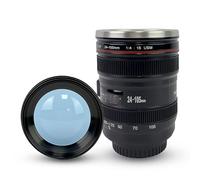 MBSM Tasse à café en forme d'objectif d'appareil photo - Tasse de voyage fantaisie en acier inoxydable avec couvercle transparent, tasse isotherme amusante sur le thème de la photographie, cadeau