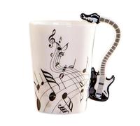 MBSM Tasse à musique créative de 8,5 onces, style violon, tasse en céramique, café, thé, lait, tasses à café avec poignée, tasses à café, cadeaux fantaisie (guitare électrique noire)